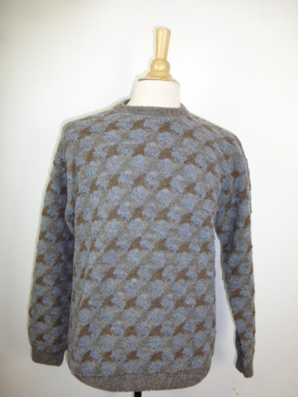 Jhane Barnes houndstooth wool sweater M vintage plaid wool made in Italy